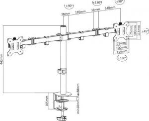 Maclean Uchwyt biurkowy na 2 monitory 17" - 32" (MC-884) 9