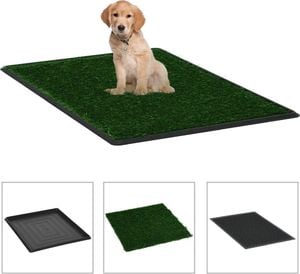 vidaXL Toaleta dla zwierząt z tacą i sztuczną trawą, zieleń, 64x51x3cm 1