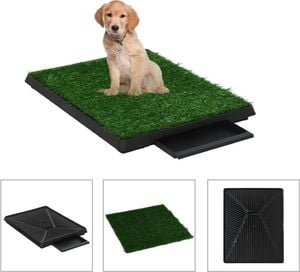vidaXL Toaleta dla zwierząt z tacą i sztuczną trawą, zieleń, 63x50x7cm 1