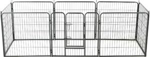 vidaXL VidaXL Kojec dla psów, 8 paneli, stalowy, czarny, 80 x 80 cm 1