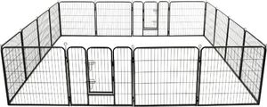 vidaXL VidaXL Kojec dla psów, 16 paneli, stalowy, 80 x 80 cm, czarny 1