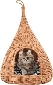 vidaXL VidaXL Domek dla kota z poduszką, 40x60 cm, naturalna wiklina, tipi 1