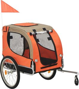 vidaXL Przyczepka rowerowa dla psa, pomarańczowo-brązowa 1