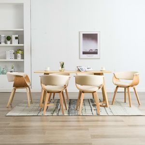 vidaXL VidaXL Krzesła do jadalni, 6 szt., kremowe, gięte drewno i ekoskóra 1