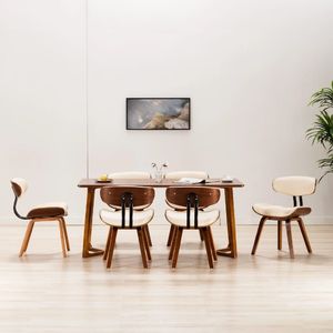 vidaXL VidaXL Krzesła do jadalni, 6 szt., kremowe, gięte drewno i ekoskóra 1