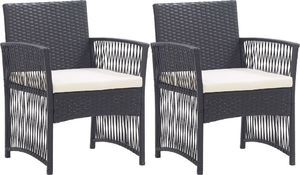 vidaXL fotele ogrodowe z poduszkami, 2 sztuki, czarne, polirattan (46438) 1