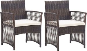 vidaXL fotele ogrodowe z poduszkami, 2 sztuki, brązowe, polirattan (46439) 1