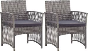vidaXL fotele ogrodowe z poduszkami, 2 sztuki, antracytowe, polirattan (46441) 1