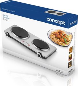 Płyta wolnostojąca Concept VE-3035 Kuchenka elektryczna dwupalnikowa stal nierdzewna 2250 W 6