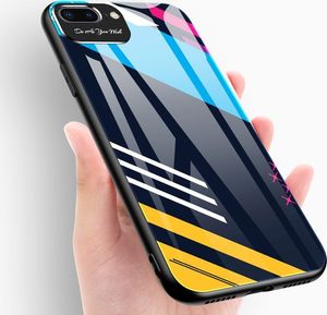 Hurtel Color Glass Case etui pokrowiec nakładka ze szkła hartowanego z osłoną na aparat iPhone 8 Plus / iPhone 7 Plus pattern 5 7