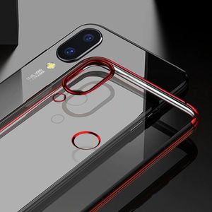 Hurtel Clear Color case żelowy pokrowiec etui z metaliczną ramką Huawei P Smart 2019 czerwony 17