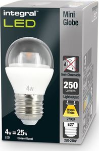 Integral Integral żarówka LED E27 Mini Globe 4W (25W) 2700K 250lm Clear barwa biała ciepła uniwersalny 3
