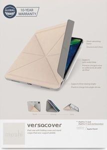 Etui na tablet Moshi Moshi VersaCover - Etui origami iPad Pro 11 (2020/2018) z ładowaniem Apple Pencil (Savanna Beige) uniwersalny 1