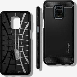 Spigen Etui na telefon Spigen Rugged Armor do Xiaomi Redmi Note 9S/ Pro/ Max Matte Black uniwersalny 3