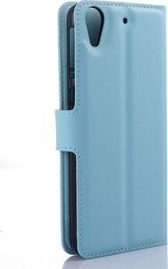 Etui portfel stand litchi HTC 650 niebieski 4