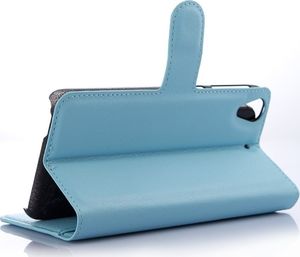 Etui portfel stand litchi HTC 650 niebieski 5