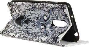 Etui portfel skórzany Wallet Leather Art LG K40/K12+/K12 Plus Abstrakcjonistyczna Sowa 3