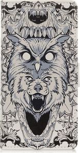 Etui portfel skórzany Wallet Leather Art LG K40/K12+/K12 Plus Abstrakcjonistyczna Sowa 4