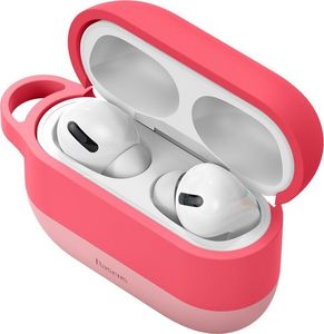 Baseus Baseus silikonowe etui na słuchawki do Apple AirPods Pro + zawieszka różowy (WIAPPOD-E04) 5