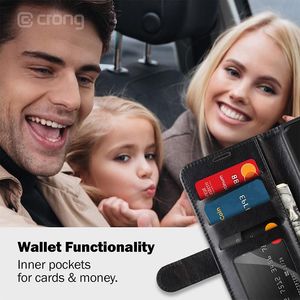 Crong Crong Booklet Wallet - Etui Samsung Galaxy S20+ z kieszeniami + funkcja podstawki (czarny) 7