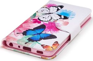 Etui portfel leather LG G7 motyle i kwiat 5