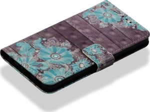 Etui portfel leather LG G7 niebieski kwiat 2