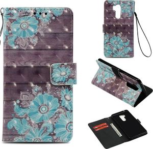 Etui portfel leather LG G7 niebieski kwiat 3