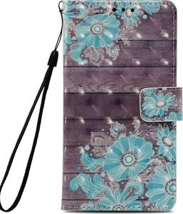 Etui portfel leather LG G7 niebieski kwiat 4