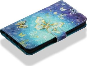 Etui portfel leather LG G7 złoty motyl 3