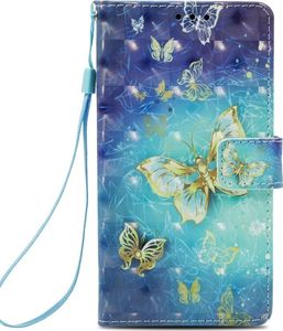 Etui portfel leather LG G7 złoty motyl 5