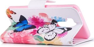 Etui portfel leather LG G7 motyle i kwiaty 3