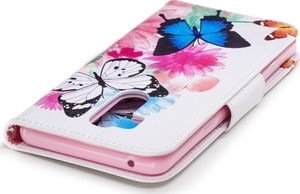 Etui portfel leather LG G7 motyle i kwiaty 5
