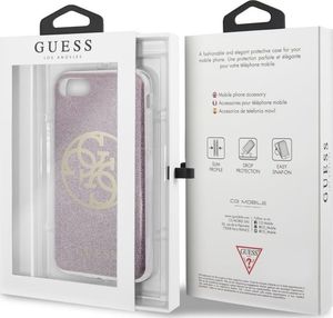 Guess Guess iPhone 8/ iPhone SE2 GUHCI8PCUGLPI różowe hard case Glitter 4G Logo 5