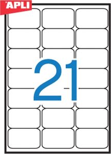 Apli Etykiety uniwersalne APLI, 63,5x38,1mm, zaokrąglone, białe 100 ark. 2
