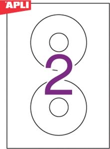 Apli Etykiety na płyty CD/DVD APLI, średnica 114/41mm, okrągłe, białe 2