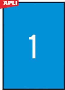 Apli Etykiety kolorowe APLI, 210x297mm, prostokątne, niebieskie, 20 ark. 2