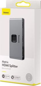 Baseus Switcher Matrix HDMI - 2x HDMI 4K / 30 Hz szary (CAHUB-BC0G) 8