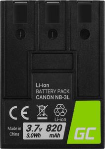 Akumulator Green Cell Bateria Green Cell NB-3L NB3L do Canon Digital IXUS II, PowerShot SD100, IXY Digital 600 3.7V 820mAh 1