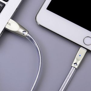 Kabel USB Hoco Kabel przewód pancerny iPhone Lightning wytrzymały mocny 2.4A 1.2m HOCO U9 Zinc Alloy Jelly Knitted różowy 3