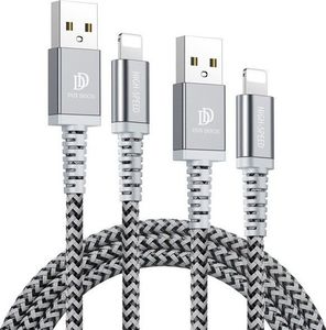 Kabel USB Dux Ducis Kabel Lightning IPhone Dux Ducis 2A 1M+2M KII-PRO zestaw 2w1 wzmacniany nylonowy czarny 1