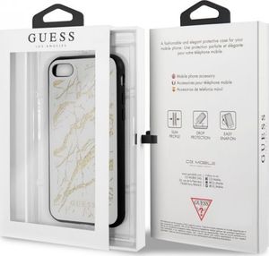 Guess Guess GUHCI8MGGWH iPhone 7/8/SE 2020 biały/white hard case Glitter Marble Glass 7