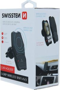 Swissten Uchwyt Samochodowy z ładowaniem indukcyjnym / bezprzewodowym magnetyczny do kratki wentylacyjnej / nawiewu Swissten TYP WM1-AV3 czarny 3