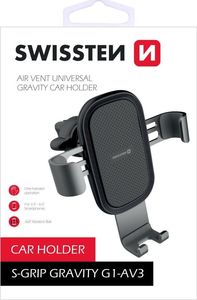 Swissten Uchwyt Samochodowy grawitacyjny do kratki wentylacyjnej / nawiewu Swissten Typ G1-AV3 czarny 2