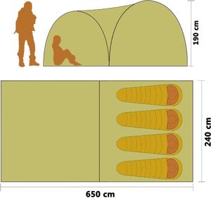 Namiot turystyczny vidaXL 4 osobowy żółty (92235) 5