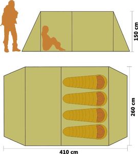 Namiot turystyczny vidaXL 4 osobowy żółty (92229) 5