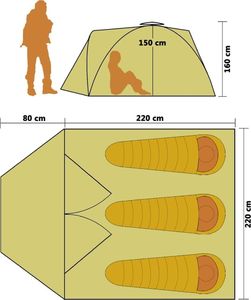 Namiot turystyczny vidaXL 3 osobowy zielony (92222) 4