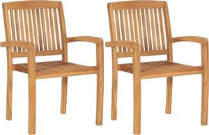 vidaXL ogrodowe krzesła sztaplowane, 2 sztuki, lite drewno tekowe (49387) 1