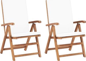 vidaXL rozkładane krzesła ogrodowe z poduszkami, 2 sztuki, drewno tekowe (48983) 1