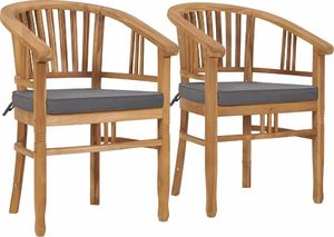 vidaXL krzesła ogrodowe z poduszkami, 2 sztuki, lite drewno tekowe (49431) 1