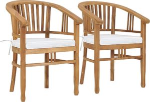 vidaXL krzesła ogrodowe z poduszkami, 2 sztuki, lite drewno tekowe (49430) 1